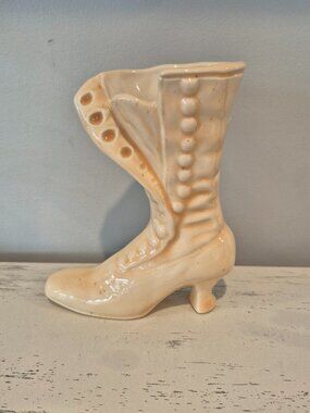 Vintage White/Cream victorian Womens Boot Vase